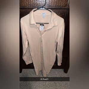 Rue21 Blush Button-Up Collared Long Sleeve Dress